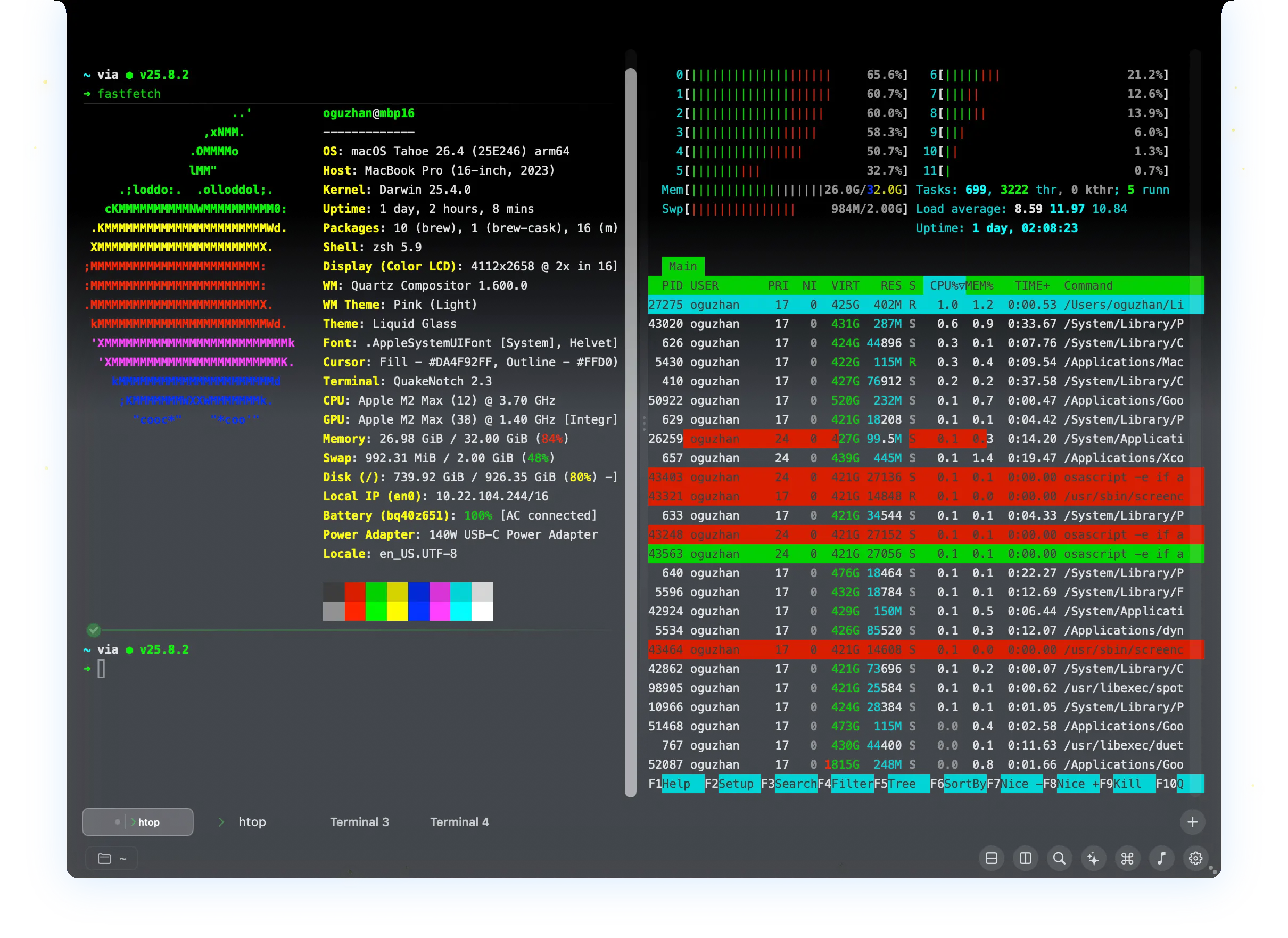 QuakeNotch Terminal Split Panes