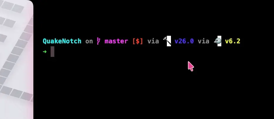 QuakeNotch Terminal Typing Confetti